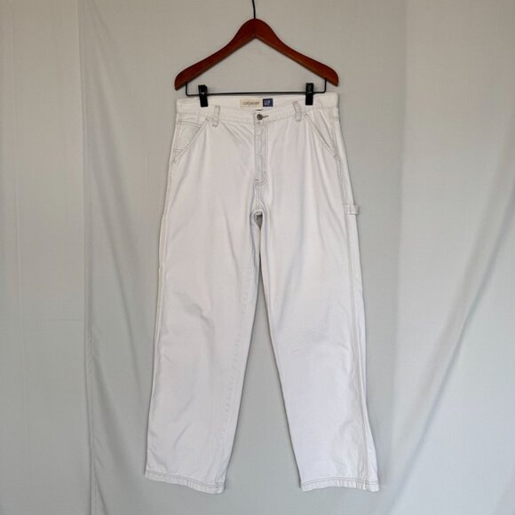 90s Vintage Gap 100% Cotton Bone Carpenter Mid Rise Straight Leg Jeans Size 10 - Picture 1 of 14